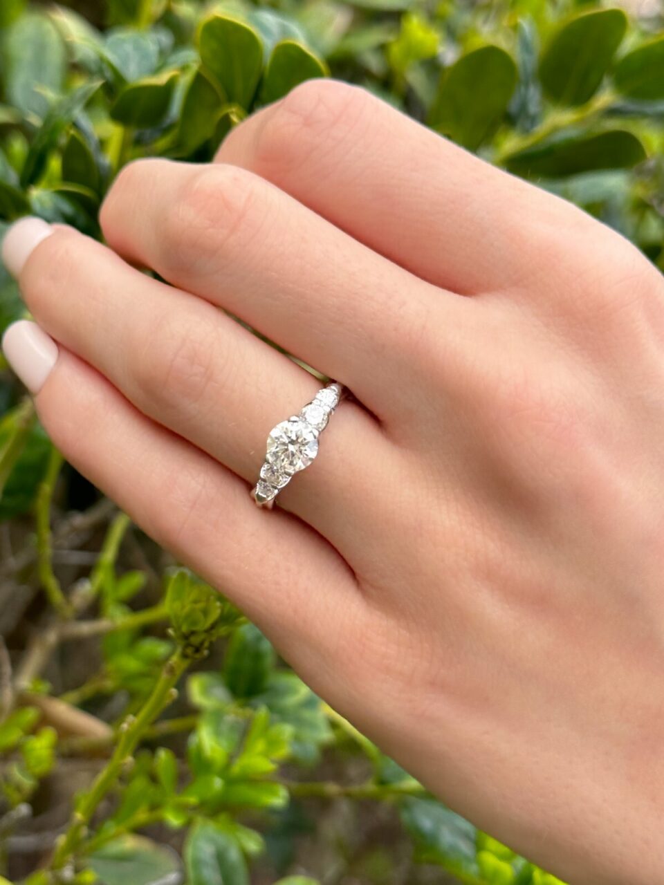 Platinum Hearts Arrows Diamond Engagement Ring 1ct H SI1 AGS Cert Size 6, view 3