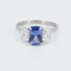 Ceylon Sapphire Diamond Ring 3ctw GIA Platinum No Heat 3 Stone Size 8.25, view 4