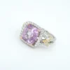 18k Pink Sapphire Diamond Halo Engagement Ring Tri Gold Size 7, view 7