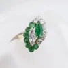 3ctw Natural Emerald Diamond Navette Toi et Moi Bypass Ring 18k Size 8.25, view 7