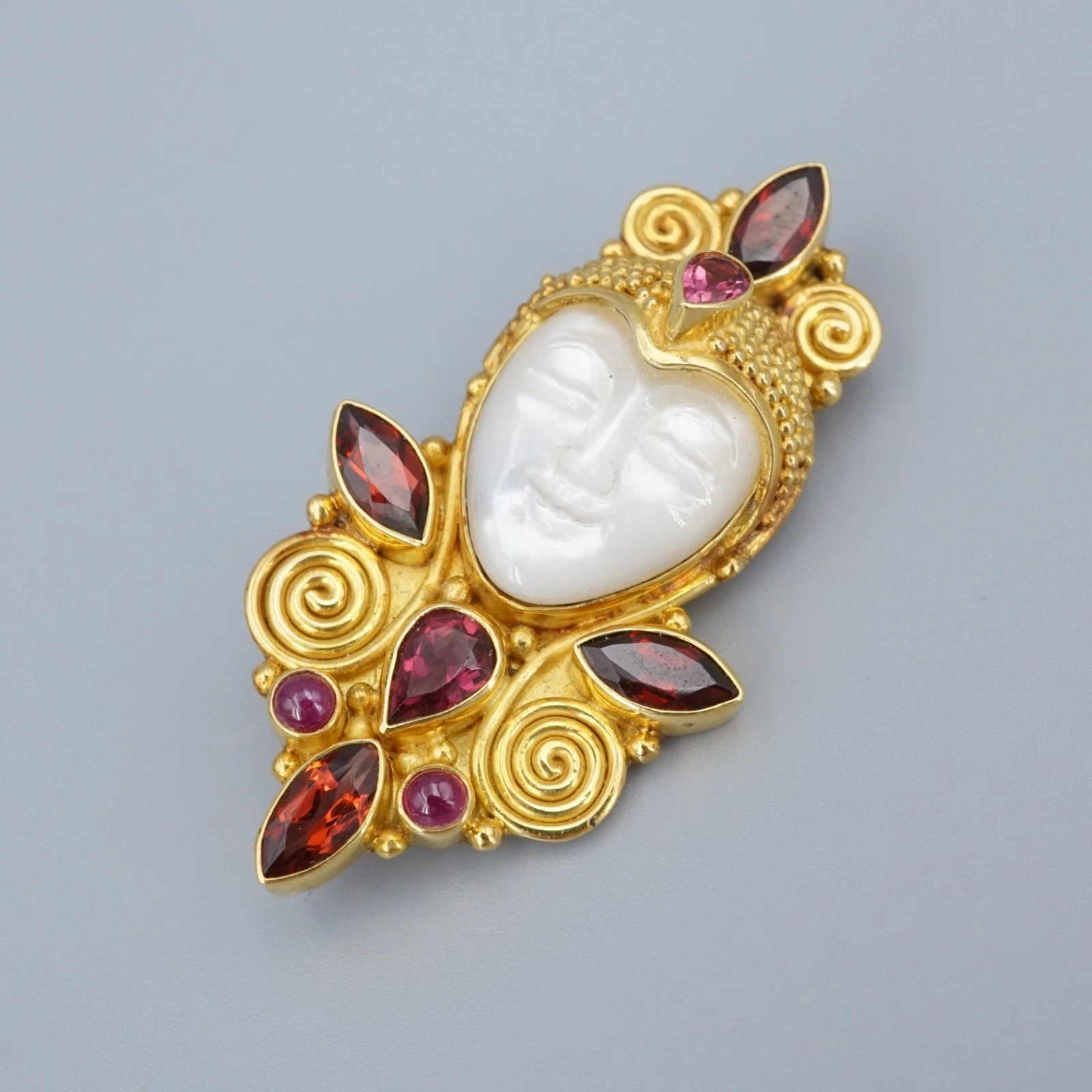 Sajen 18k Gold Pendant Sleeping Princess Mother of Pearl 1.8", view 4