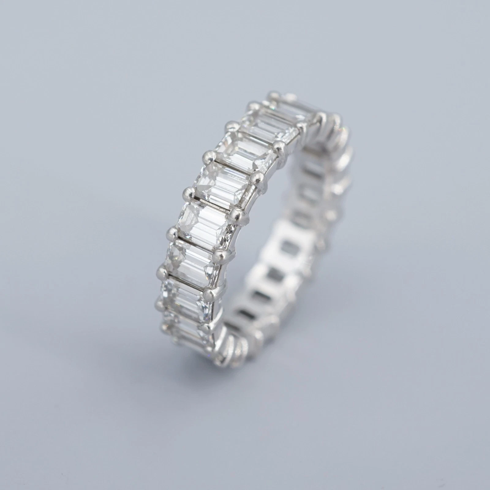 Platinum 4 ctw Emerald Cut Diamond Eternity Band Ring Size 5 Anniversary, view 4