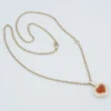 Sonja Picard 18k Gold Enamel Fire Opal Diamond Heart Necklace 24", view 8