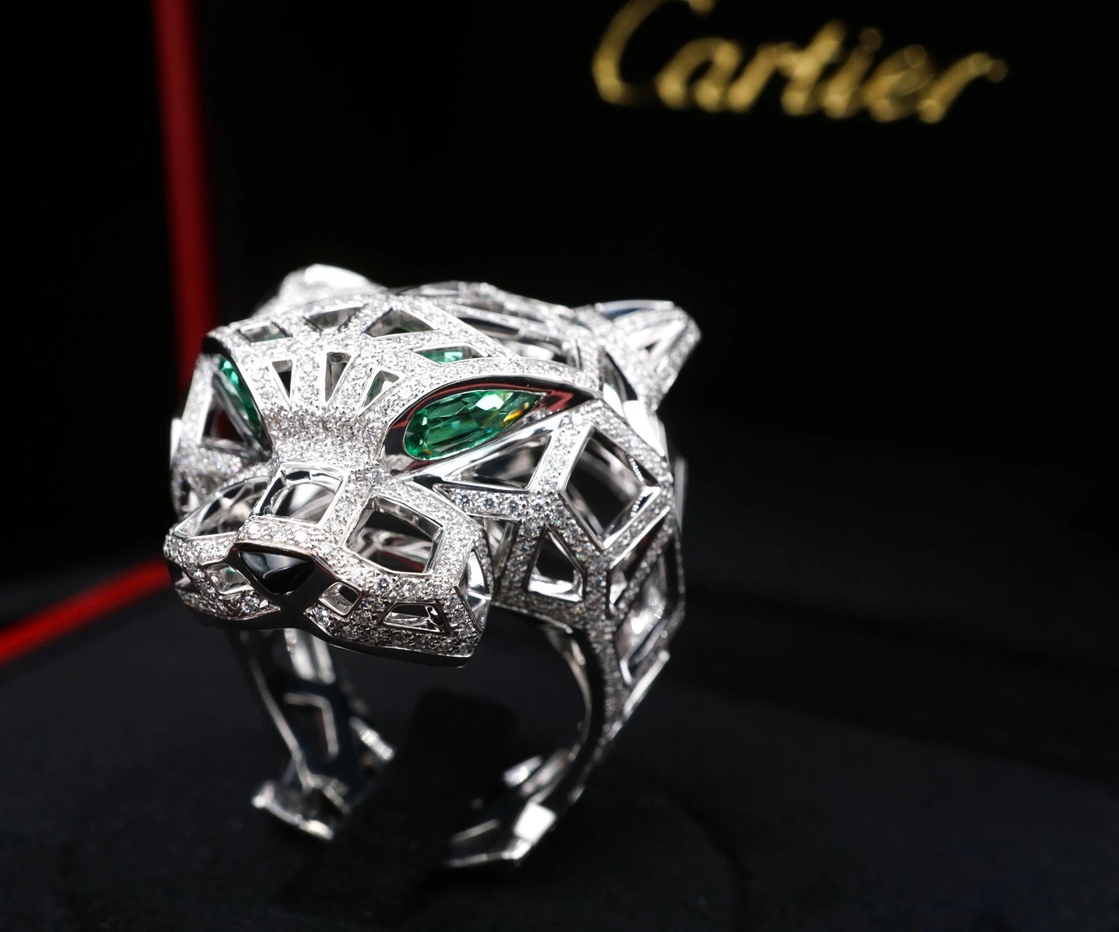 Cartier Panthère de Cartier 18k White Gold Diamond Ring Size 65 w/ Box, view 9