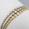 14k Diamond Tennis Bracelet 3 ctw Tri-Gold Natural 6" Bezel 3-Row, view 4