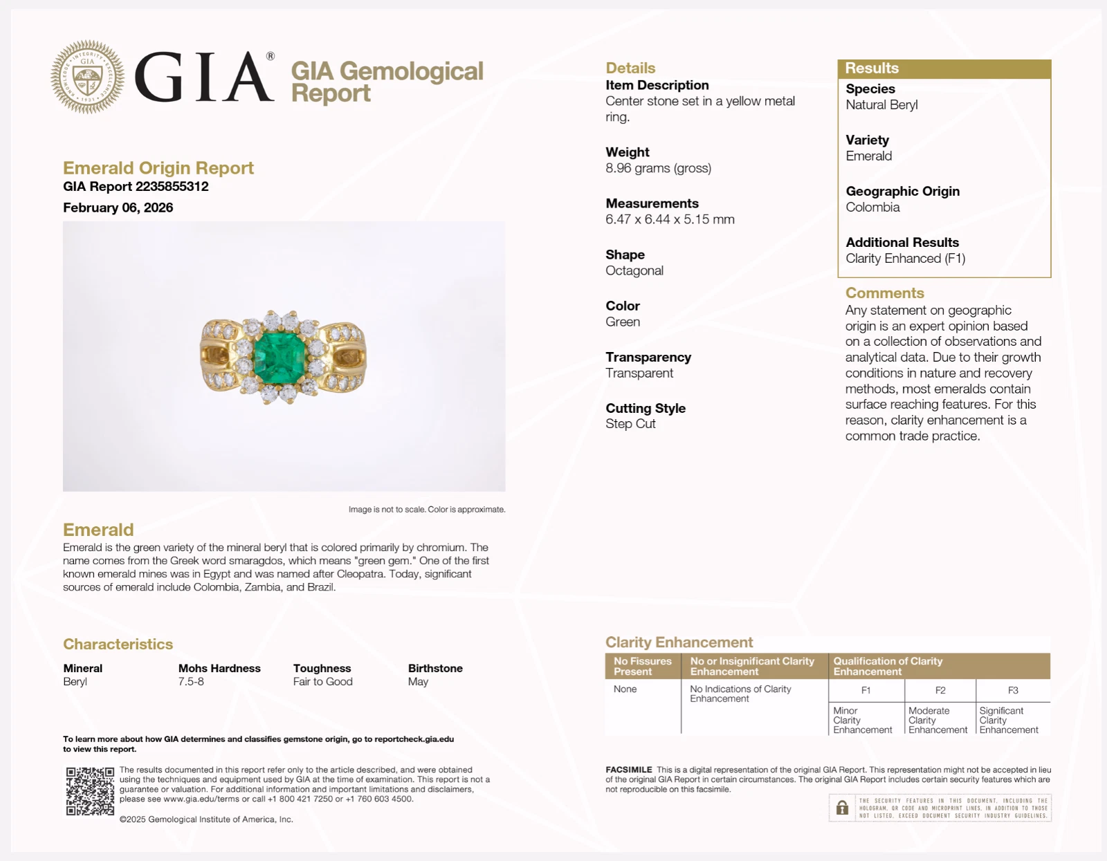 18k Gold 1.1ct Colombian Emerald Diamond Halo Cocktail Ring Sz 7 GIA F1, view 6
