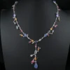 18k Meli Melo Multi-Gem Station Necklace Moonstone Diamond White Gold, view 4
