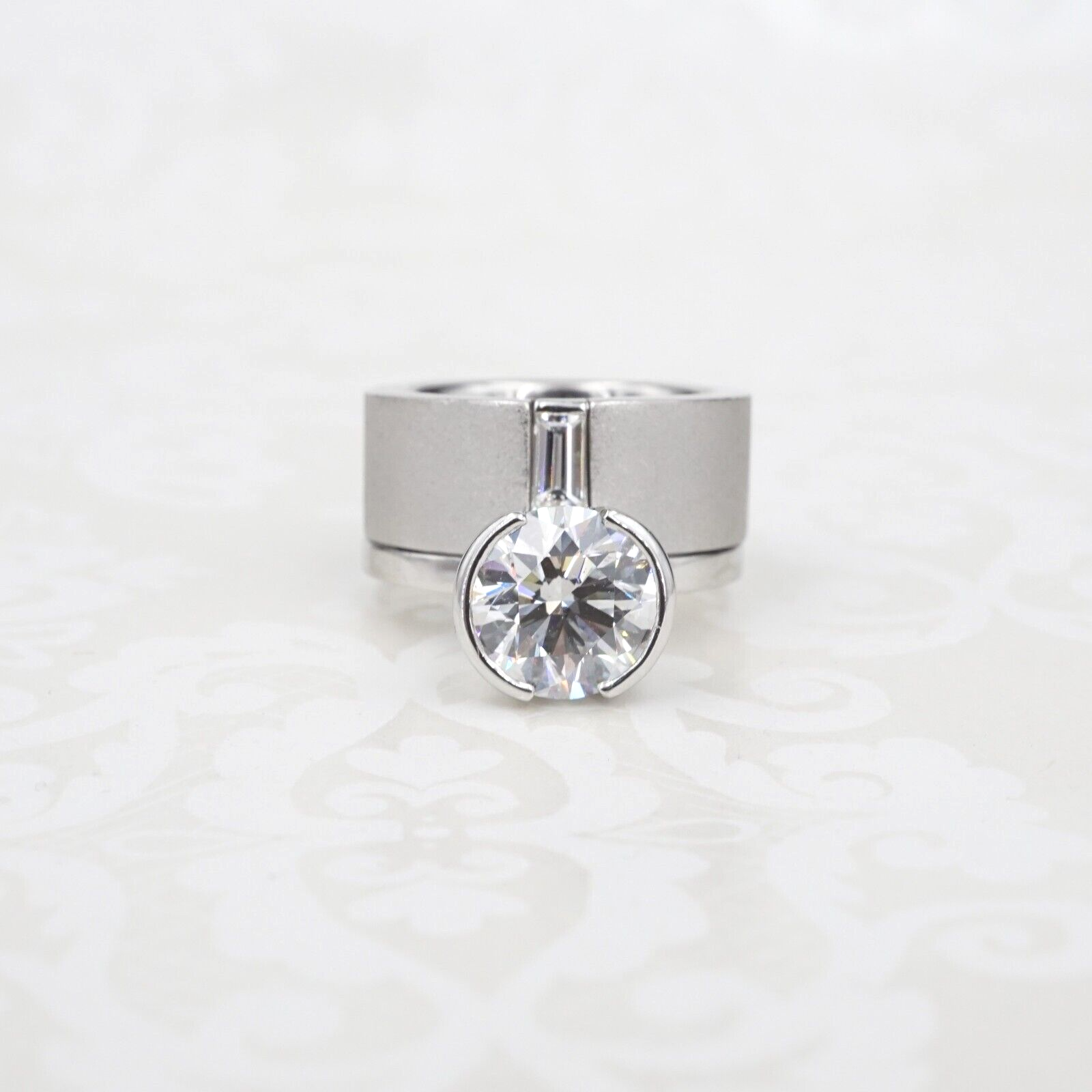 Diamond Engagement Ring Platinum 3ctw Modern Solitaire Size 5 Heavy, view 12