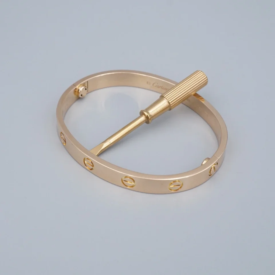 Cartier LOVE Bracelet 18k Pink Rose Gold Sz 16 New Screw Box Screwdriver, view 2