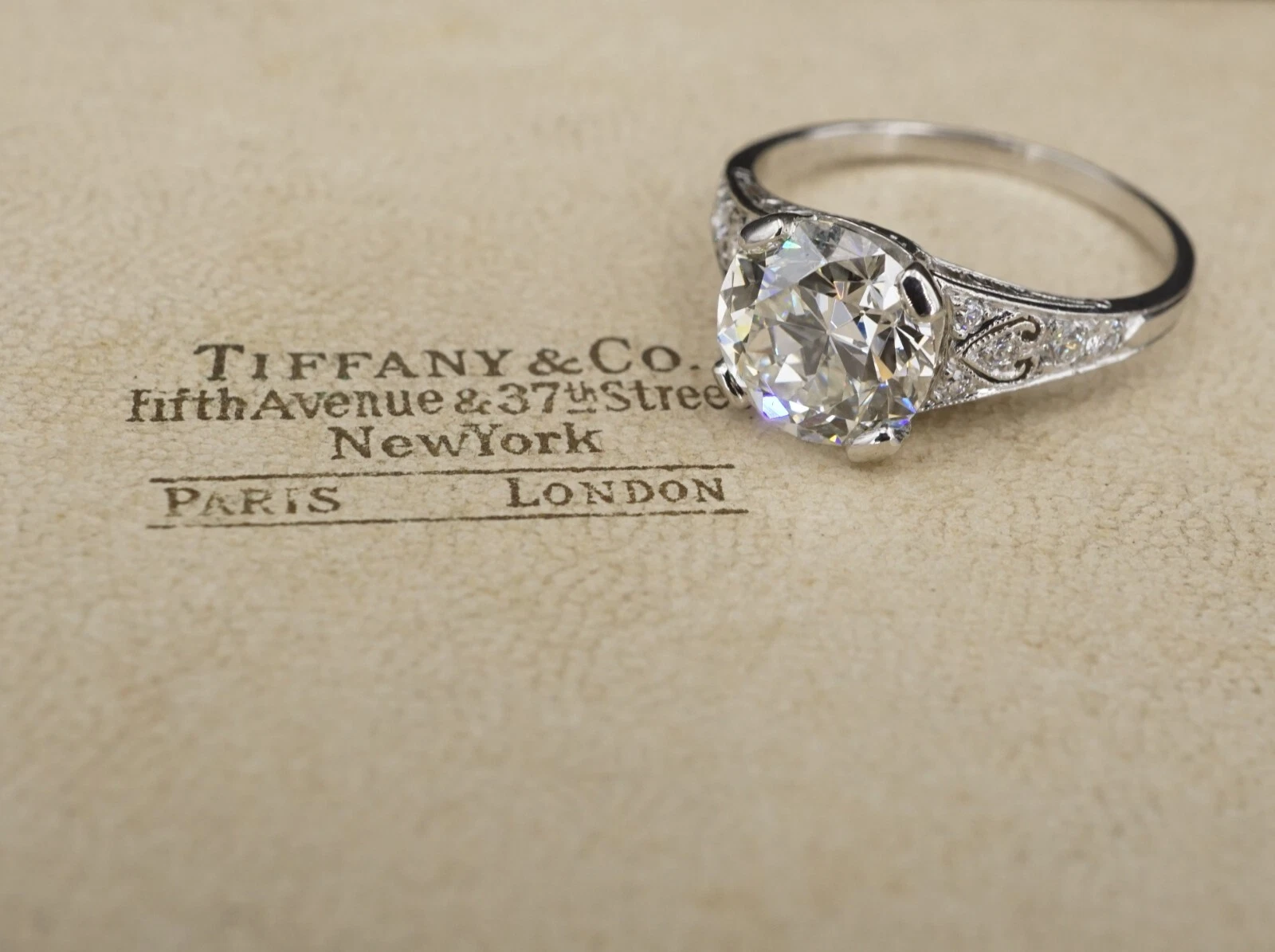 Antique Tiffany & Co Diamond Engagement Ring Platinum 2.15ct GIA Sz 5.75, view 7