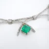 Vintage 2.5ct Colombian Emerald Diamond Bib Necklace 14k White Gold 16", view 7