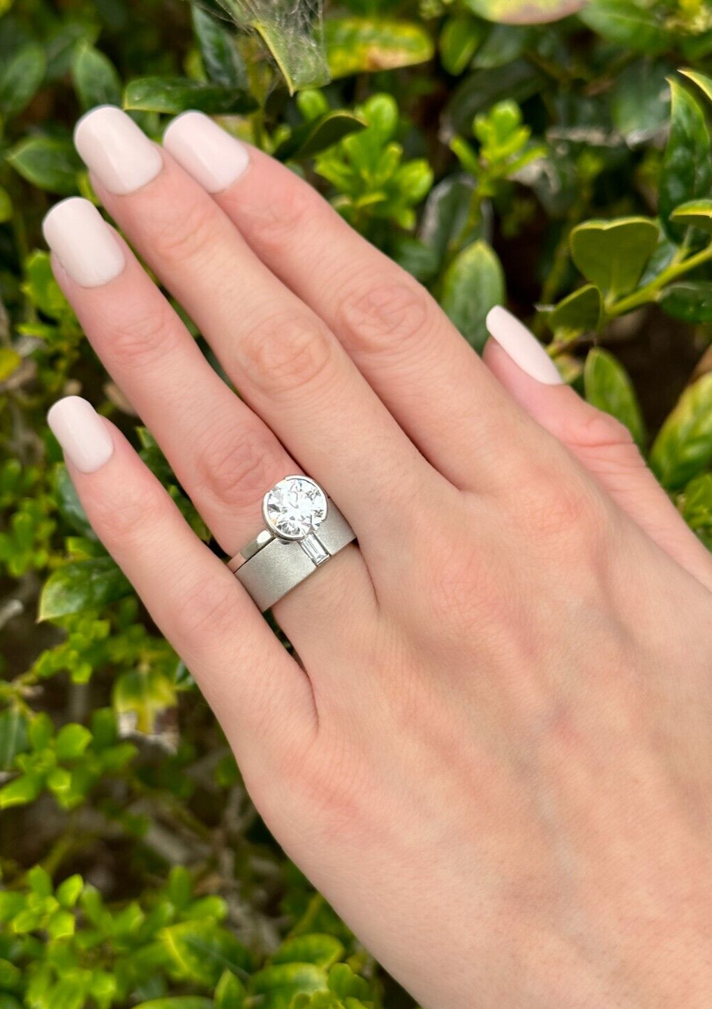 Diamond Engagement Ring Platinum 3ctw Modern Solitaire Size 5 Heavy, view 4