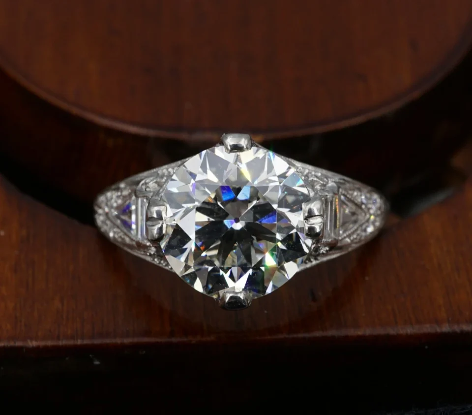 Antique Edwardian Diamond Engagement Ring Platinum 3 ct GIA Sz 5.75 CO1294