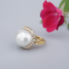 18k Gold Mikimoto 16mm Baroque South Sea Pearl Diamond Halo Ring Sz 5.75, view 1