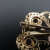 Vtg 14k Yellow Gold Amethyst Seed Pearl Sunburst Scroll Pin Brooch 1.4", view 6