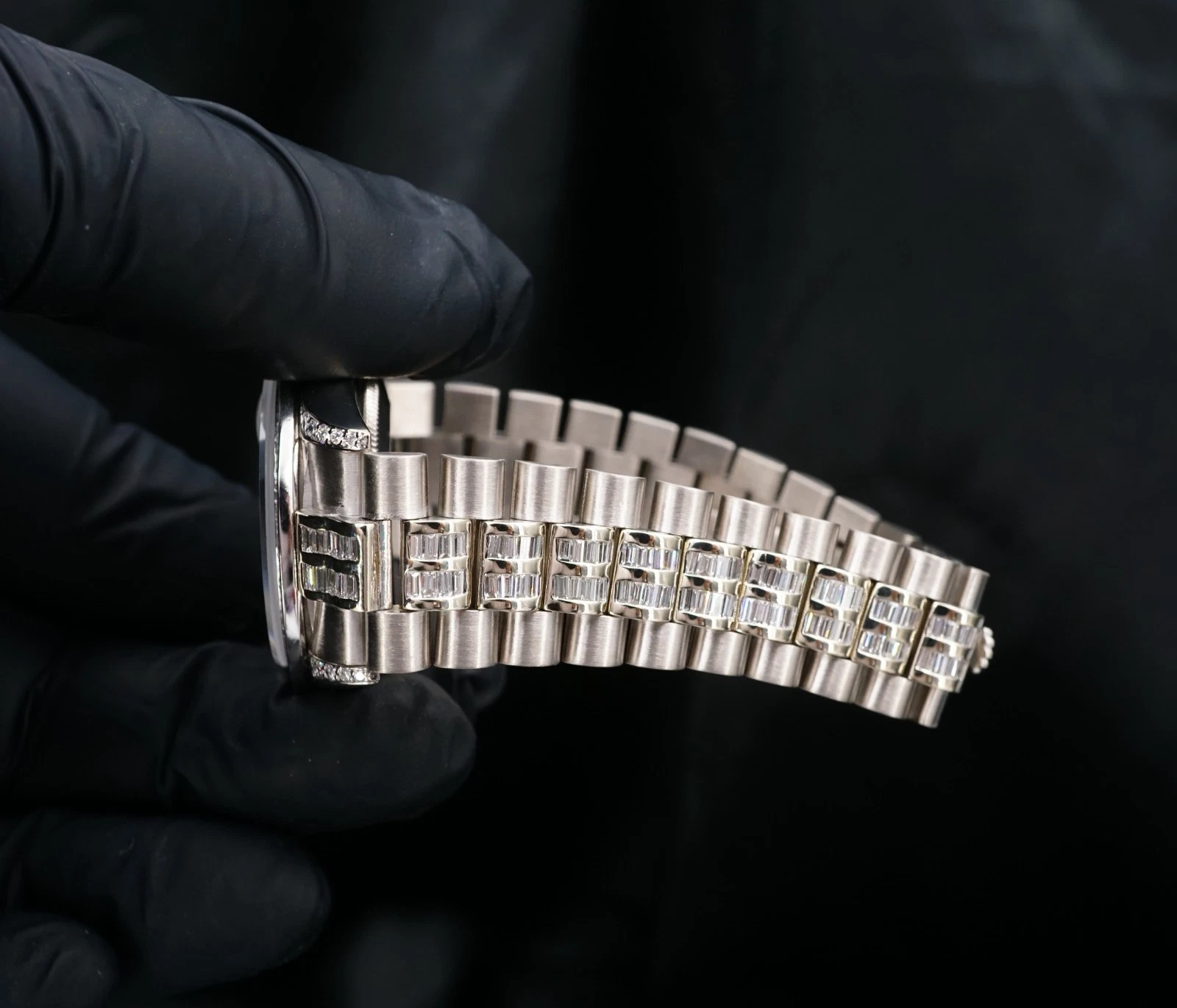 Custom Diamond Rolex President Day-Date 18k White Gold Mens 36mm 18239 1989, view 5