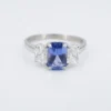 Ceylon Sapphire Diamond Ring 3ctw GIA Platinum No Heat 3 Stone Size 8.25, view 5