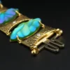 Vintage 18k Carved Blue Favrile Glass Diamond Suite 1.4ctw Yellow Gold, view 10