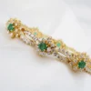 Natural Emerald & Diamond Bracelet 18k Yellow Gold 11 carats 6.5" Estate, view 6