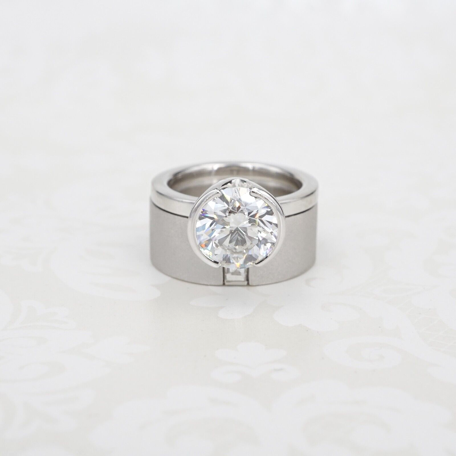 Diamond Engagement Ring Platinum 3ctw Modern Solitaire Size 5 Heavy, view 10