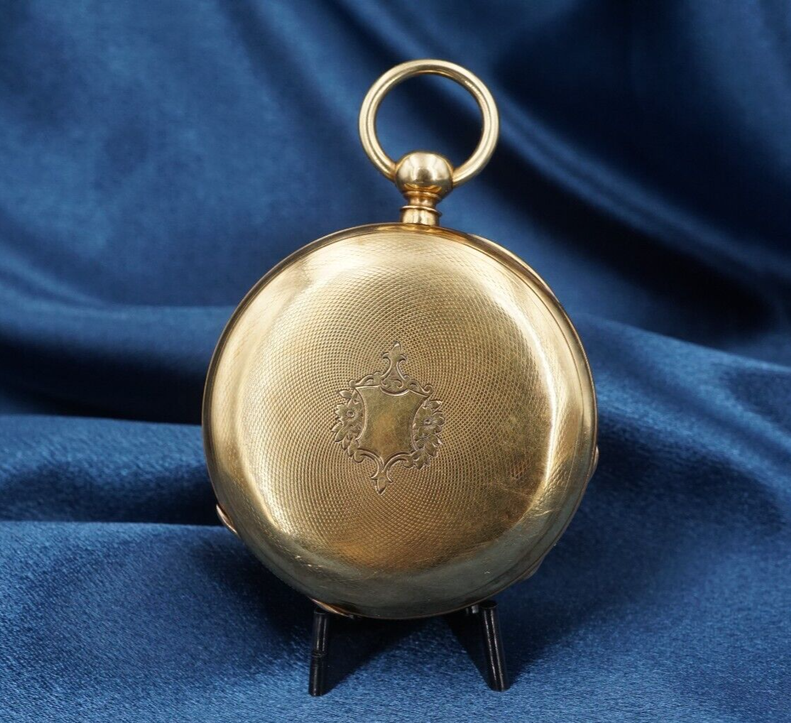 Solid 18k Gold Enamel John E Hyde & Sons Pocket Watch 1850 13j London 51mm, view 3