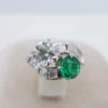2.7ct Natural Emerald & Diamond Bypass Toi et Moi Ring Size 6 Vintage, view 6