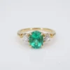 18k Gold Natural Colombian Emerald Diamond Ring 3-Stone 2.5 ctw Sz 8 GIA, view 1