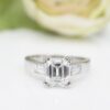 French Diamond Engagement Ring Platinum 1.9ct Emerald Size 6.25 G VS1 HRD, view 1