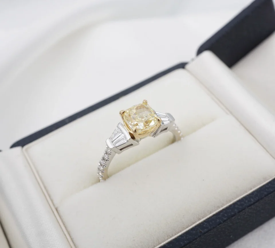 GIA 14k Natural Yellow Diamond 1.41ct Engagement Ring Bridal Set Sz 6 RG5279