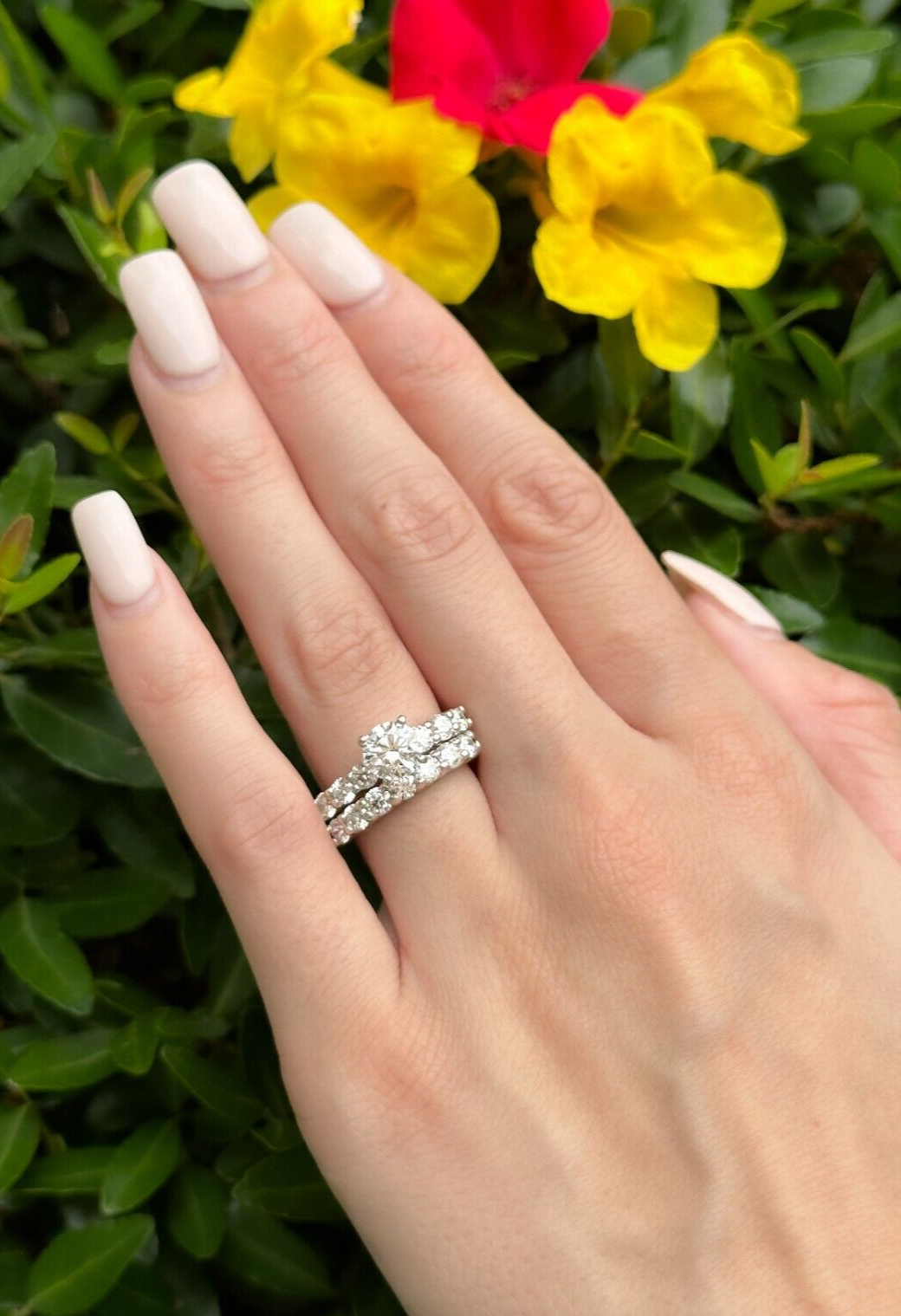 Platinum Diamond Engagement Ring Bridal Set E VS1 2.75 ct Size 7 AGS Cert, view 4