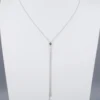18k White Gold Diamond Pendant Necklace 26" Bolo Signed Designer, view 6