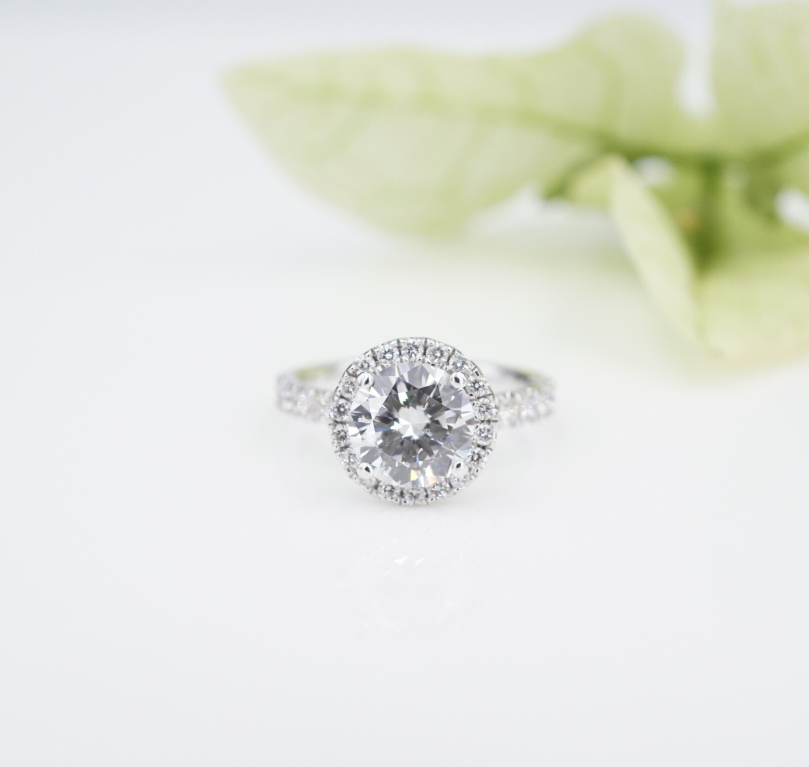 Diamond Halo Engagement Ring Size 4.5 2ctw 14k White Gold G VS1 RBC GIA, view 3