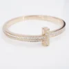 Tiffany T T1 Wide Diamond Hinged Bangle 4.08ct 18k Rose Gold Bracelet, view 5