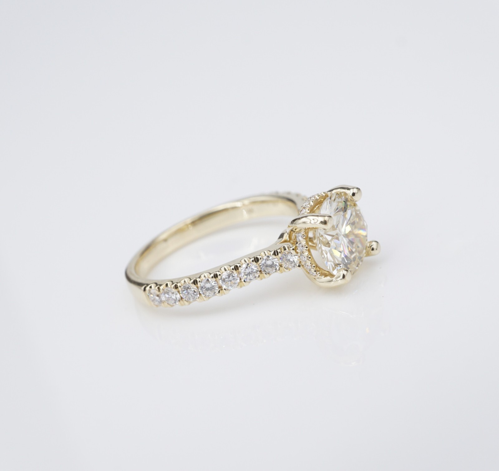 Diamond Hidden Halo Engagement Ring Size 6.5 2.25ctw RBC 14k Yellow Gold, view 4