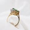 3ctw Natural Emerald Diamond Navette Toi et Moi Bypass Ring 18k Size 8.25, view 9