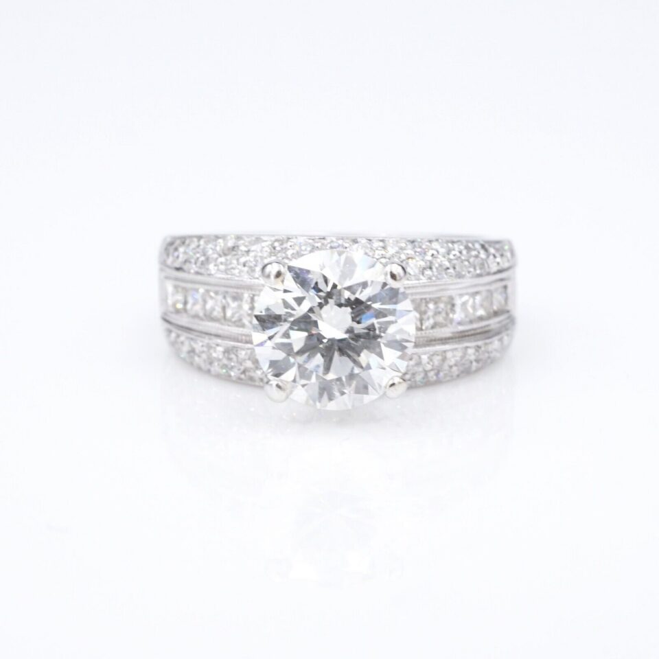 18k Diamond Engagement Ring White Gold 3.5 ctw Size 7.25 Natural CO1219
