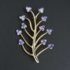 Tanzanite Tree of Life Pin Brooch 14k Yellow Gold 2" Signed HOT, view 1