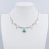 Vintage 2.5ct Colombian Emerald Diamond Bib Necklace 14k White Gold 16", view 5