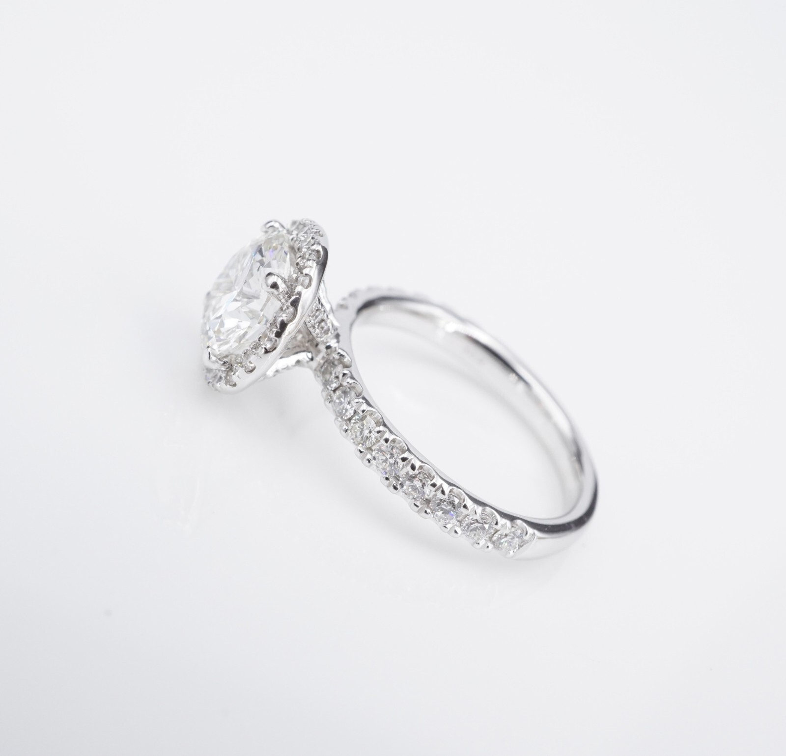 Diamond Halo Engagement Ring Size 4.5 2ctw 14k White Gold G VS1 RBC GIA, view 6