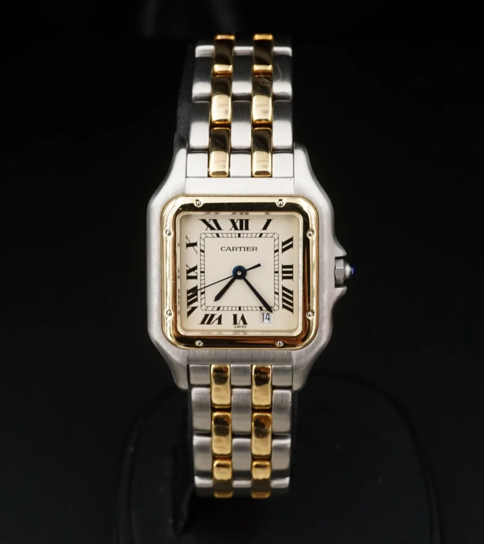 Serviced Cartier Panthere Medium Two Row Ladies Watch 18k 27mm Sealed W1419