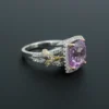 18k Pink Sapphire Diamond Halo Engagement Ring Tri Gold Size 7, view 8