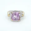 18k Pink Sapphire Diamond Halo Engagement Ring Tri Gold Size 7, view 1