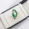 3ctw Natural Emerald Diamond Navette Toi et Moi Bypass Ring 18k Size 8.25, view 6