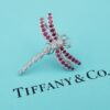 Tiffany & Co Enchant Dragonfly Platinum Ruby Diamond Pendant Brooch, view 1