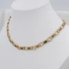 Antique 18K Gold Black White Enamel Floral Link Necklace 16.5" Victorian, view 7