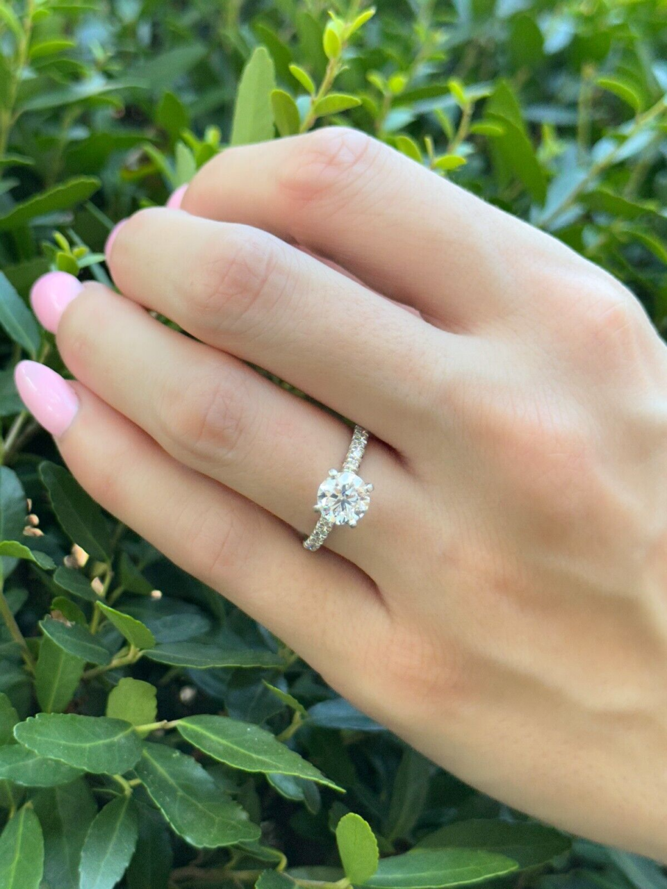 Platinum Diamond Bridal Set Engagement Ring 1.5 ct GIA E VS1 Size 5.5, view 2