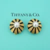 Tiffany Schlumberger Earrings 18k Gold Taj Mahal Pearl Enamel 0.9" 24g, view 1