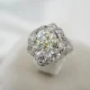 Antique Edwardian Old Mine Diamond Ring 4 ctw Platinum White Gold Size 6, view 5