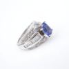 14k Natural Blue Sapphire Diamond Cocktail Ring White Gold Size 5 Vintage, view 4