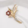 Vintage Platinum 18k Gold 9.5cttw Garnet Diamond OEC Floral Pin Brooch 3", view 3